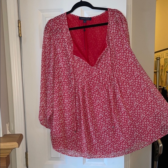 Tommy Hilfiger Tops - Tommy Hilfiger Red Floral V-Neck Tunic